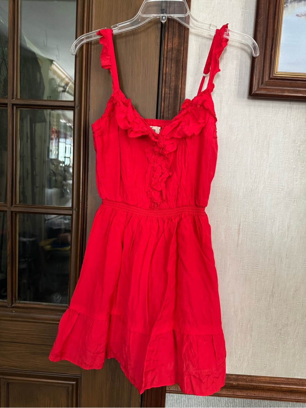 Hollister Red Ruffled Sundress with Spaghetti Straps